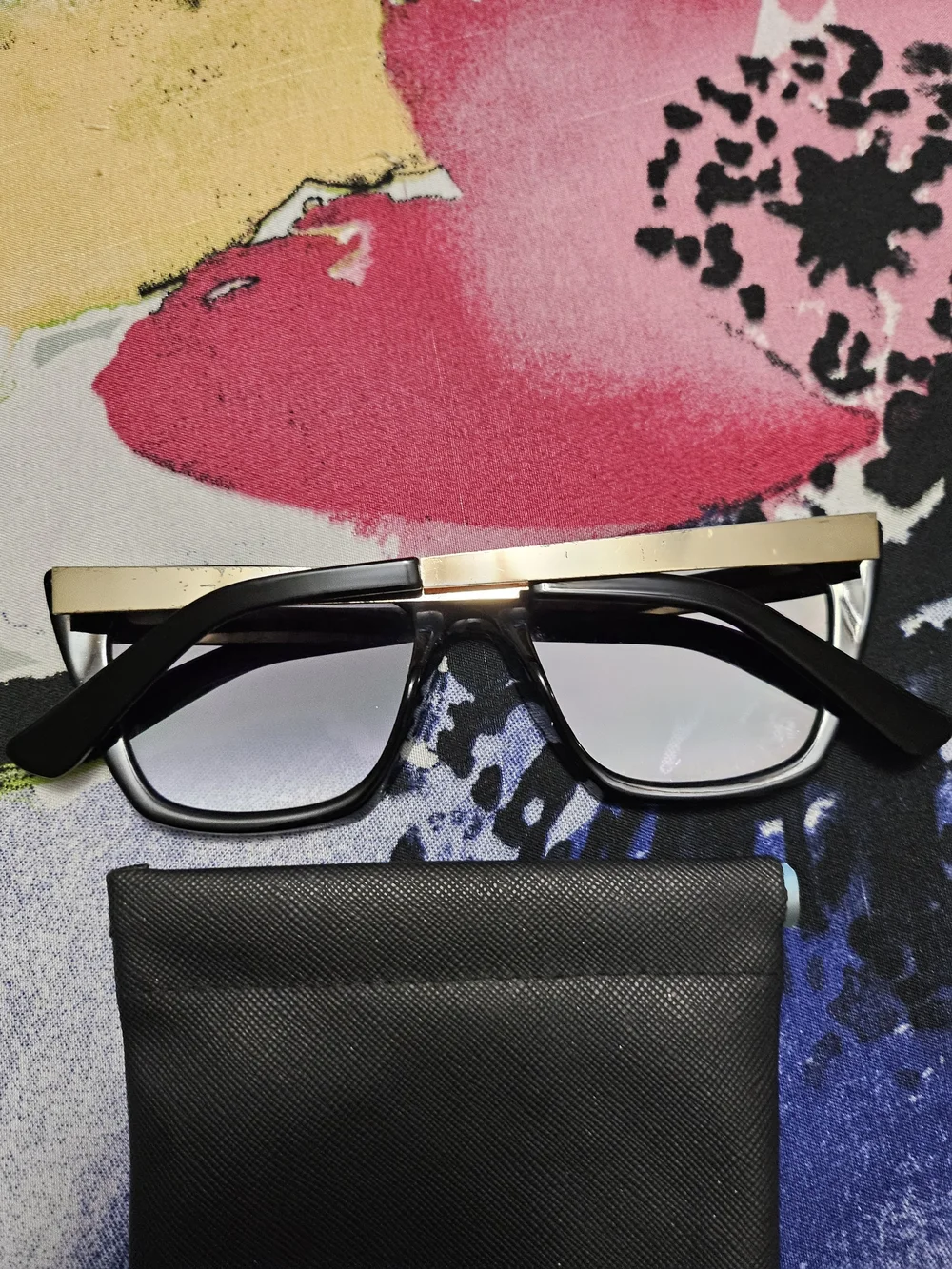 Quay Australia Black Cat-Eye Sunglasses with Purple Gradient Lenses